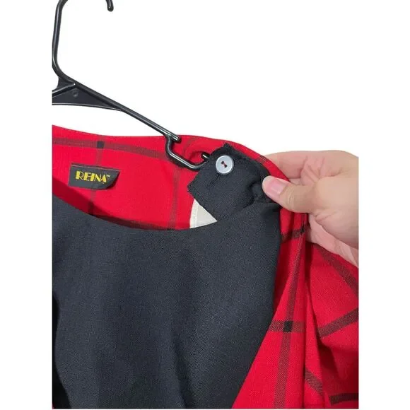 Vintage Reina Red Black Window‎ Pane Plaid Blazer Size L/XL - Picture 5 of 7